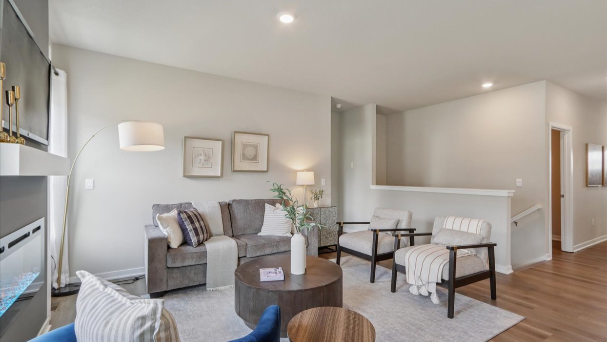 Open Concept Living Room With Electric fireplace