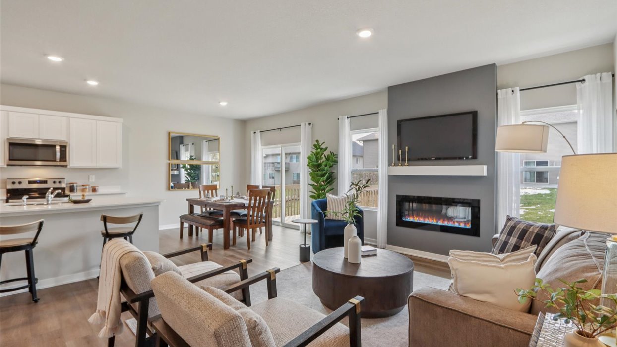 Open Concept Living Room With Electric fireplace