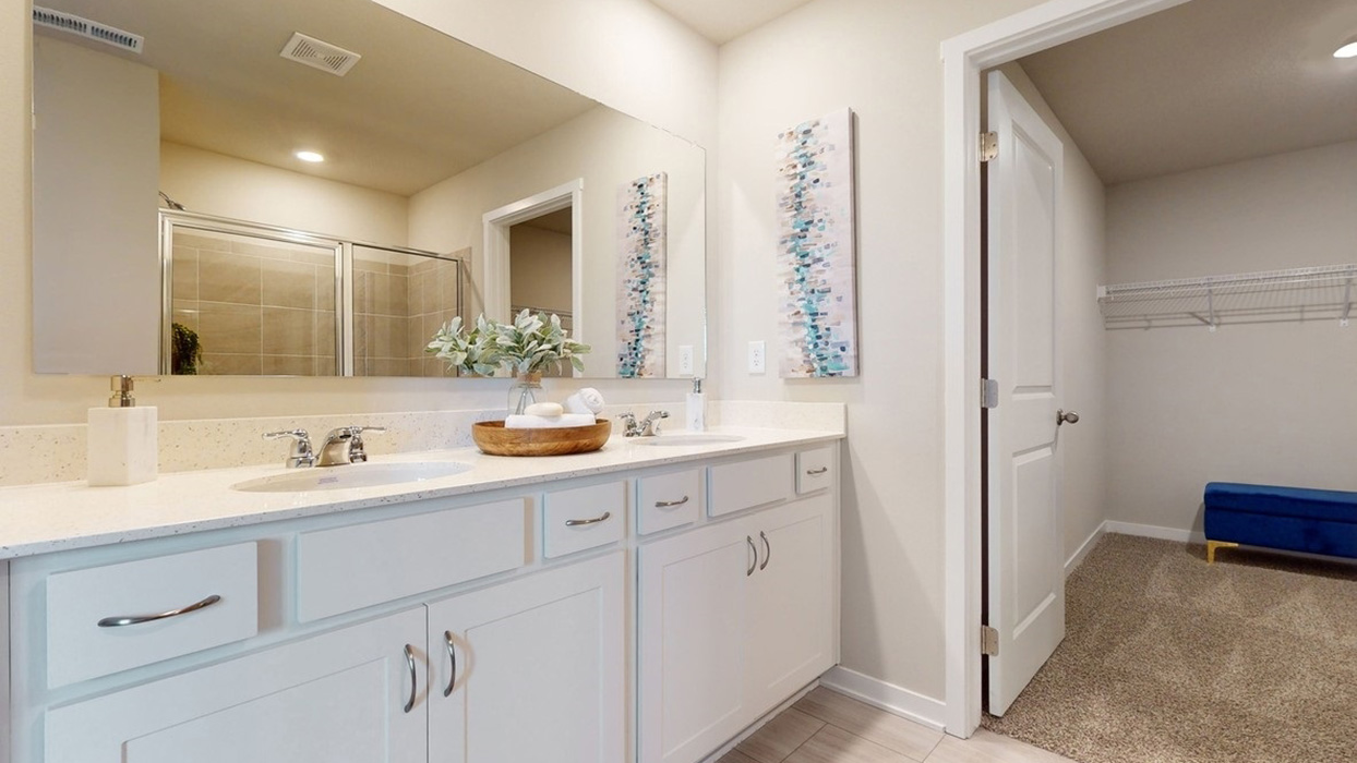 primary bathroom with lots of cabinet space