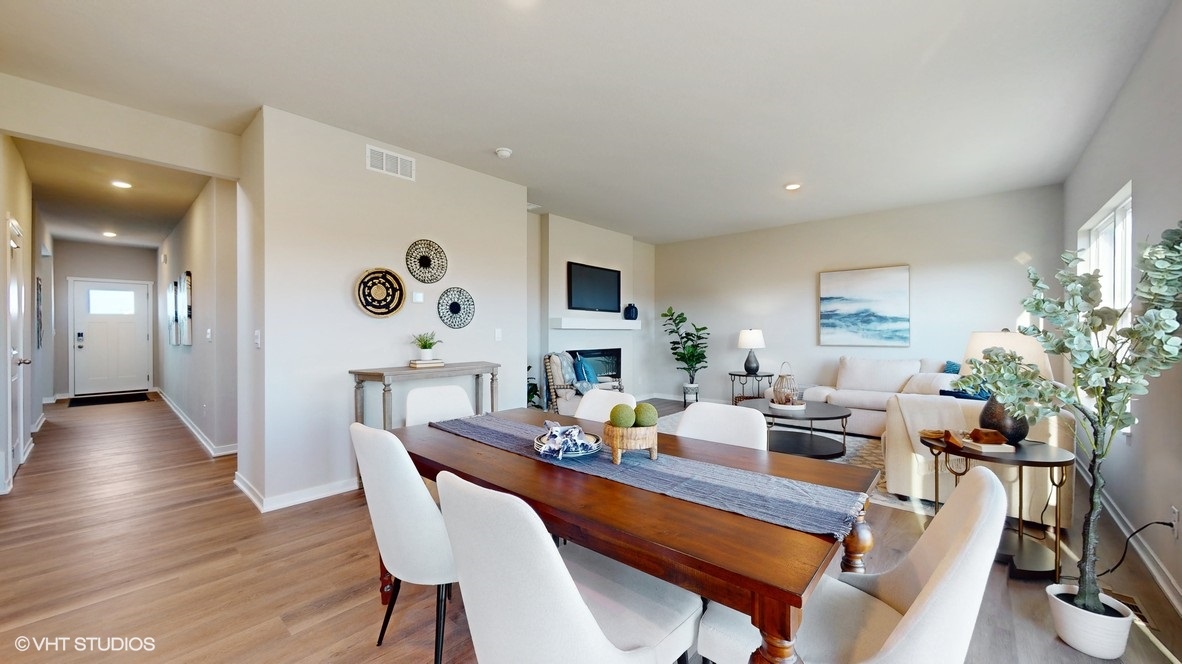 dining room table with white chairs
