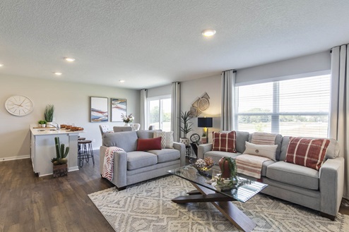living room overlooking dining room