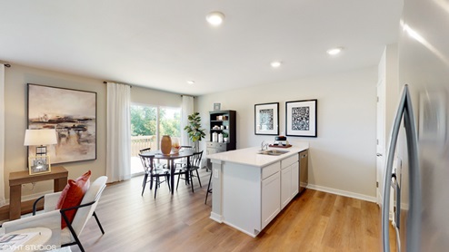 open concept kitchen and dining room