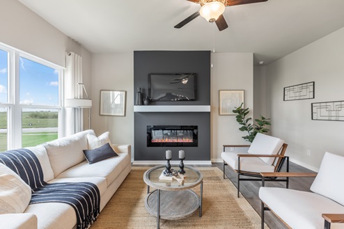 Living room with black accent wall