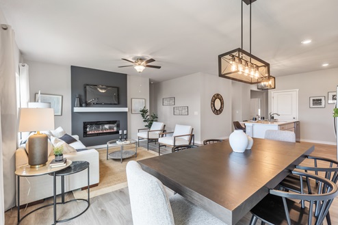 Kitchen with stainless-steel appliances