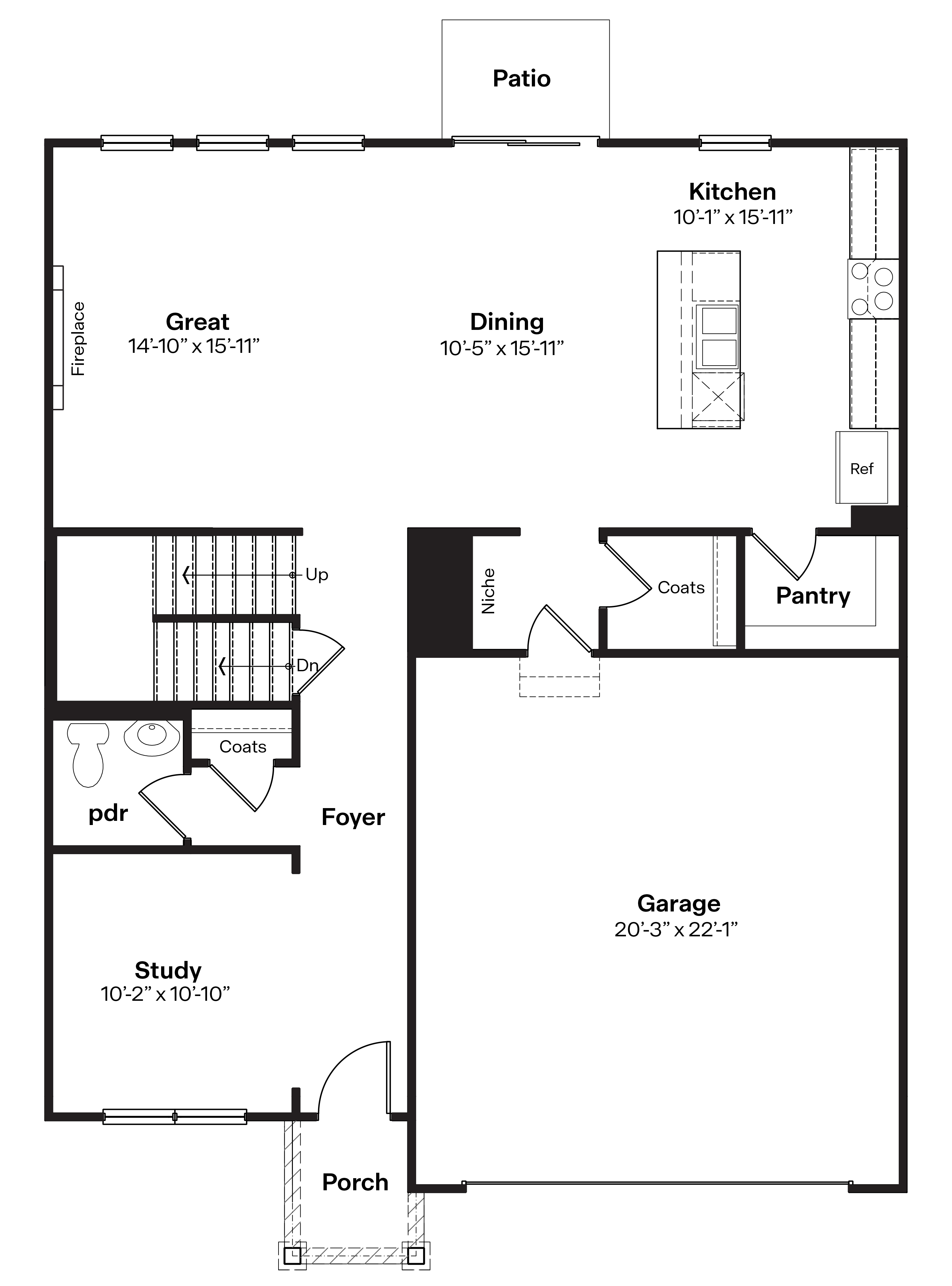 bridgeport main level floor plan