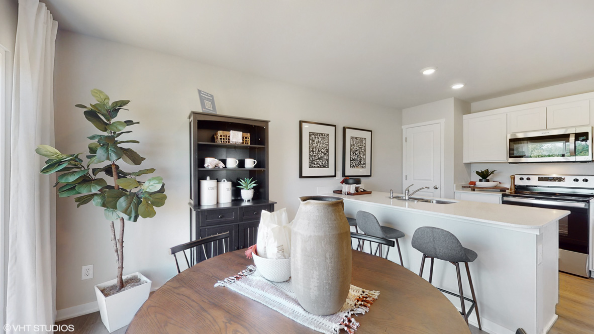 Dining area and modern kitchen