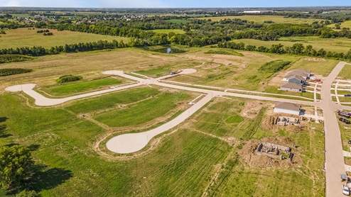 Aerial of Fox Ridge homes and new streets