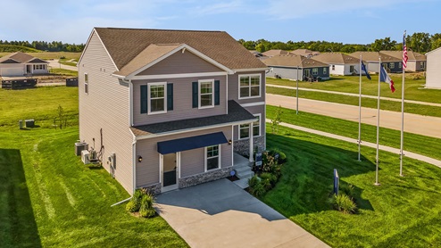 Aerial view of Bellhaven model home