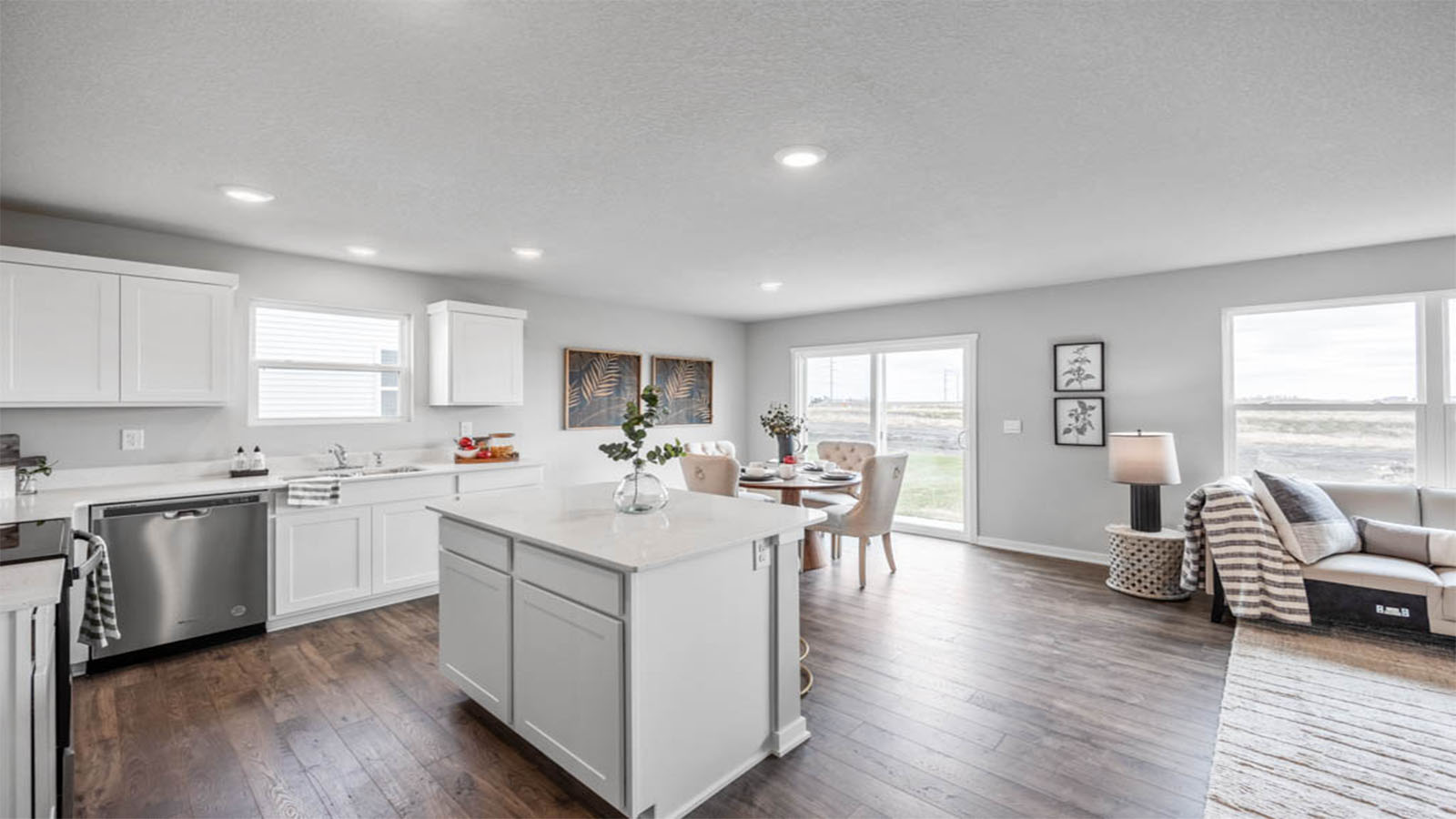 Open concept floor plan showing kitchen and dining area