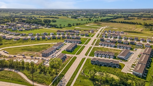 Aerial view of Fox Ridge Single Family and Townhomes communities