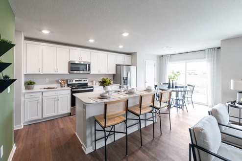 Kitchen island with barstools