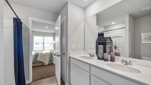 Primary bathroom with two sinks