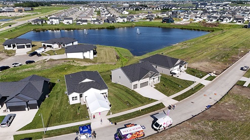 aerial photo of horton series with pond