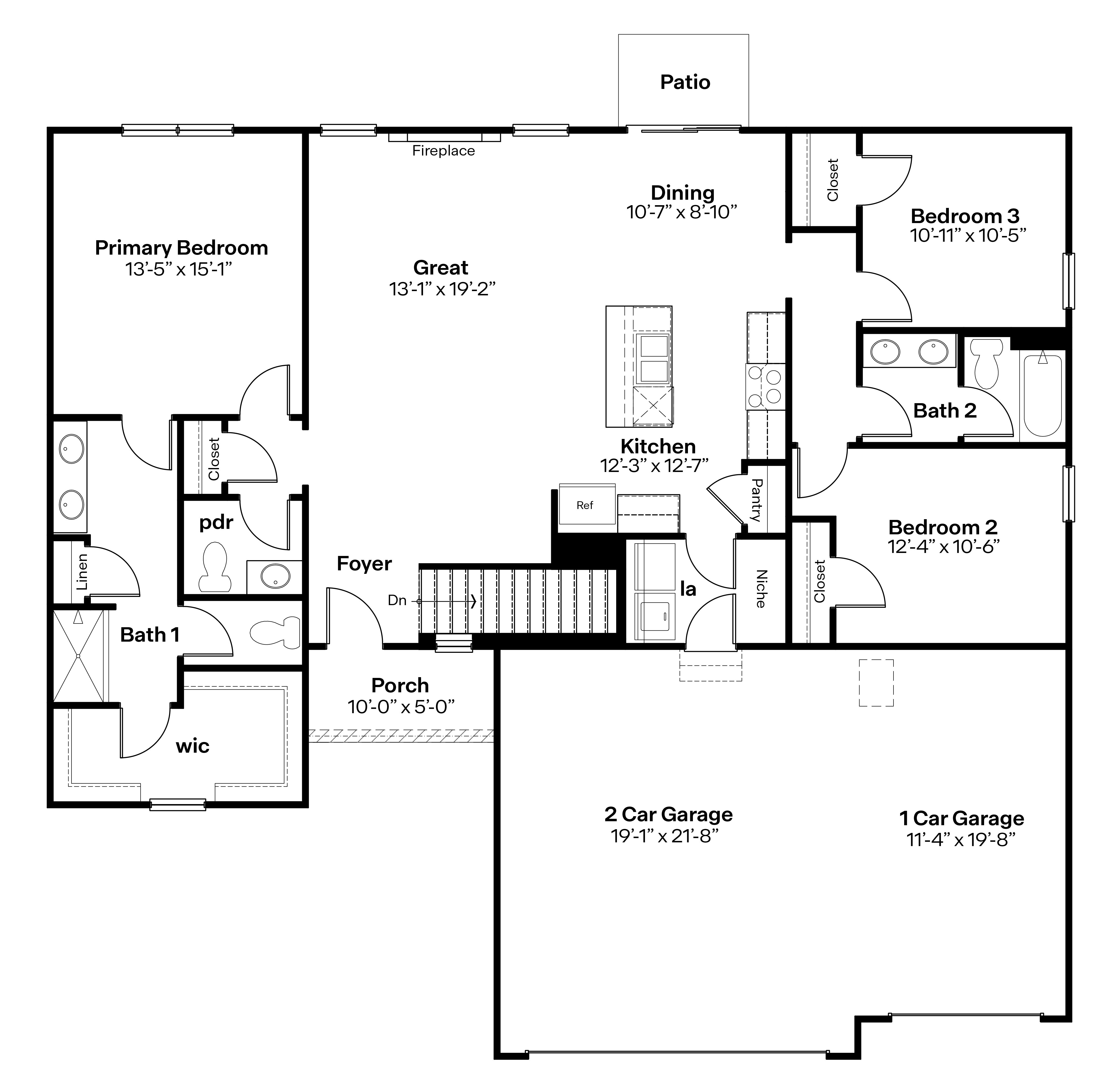 reagan main level floor plan rendering
