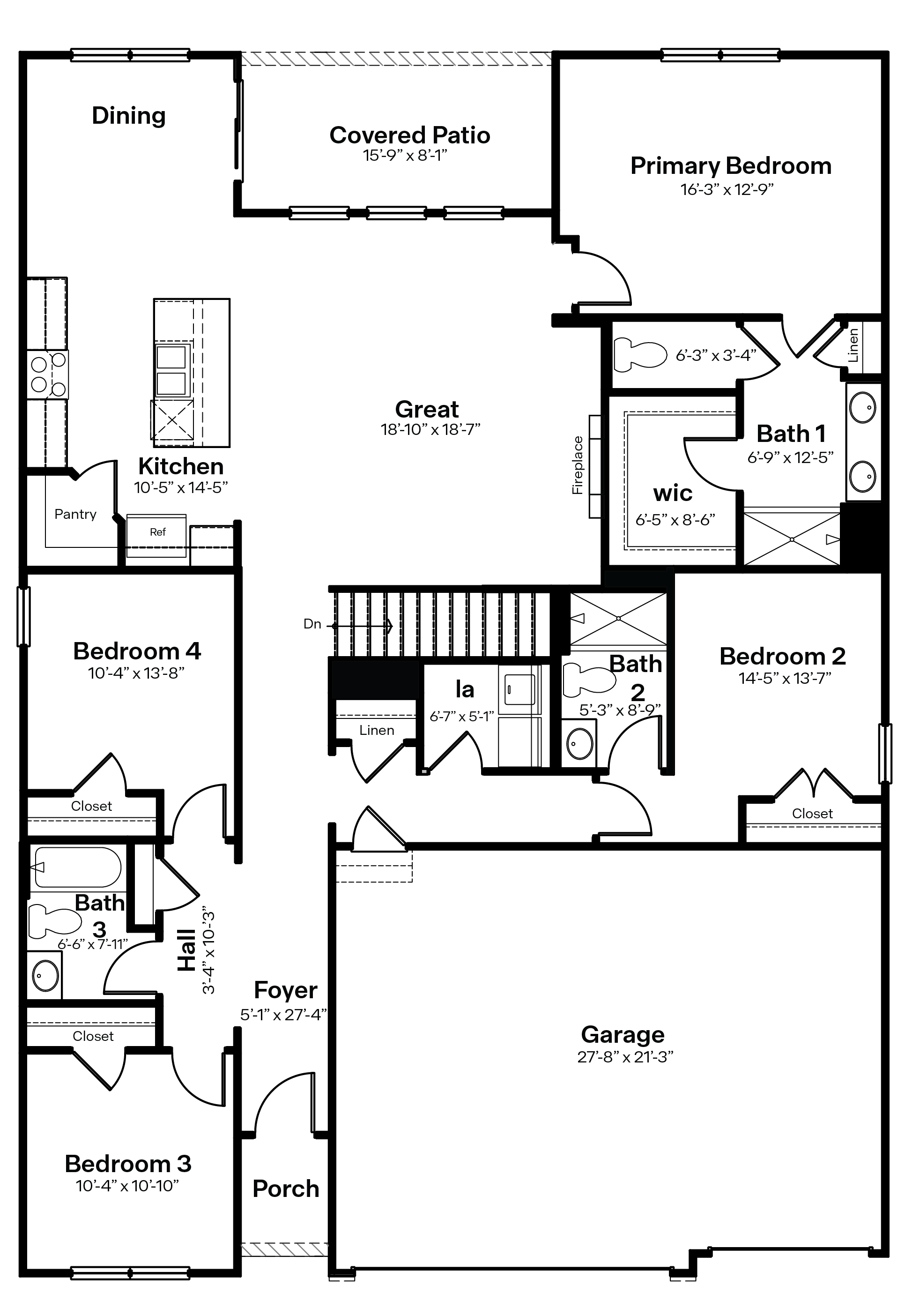 fairfield main level floor plan rendering