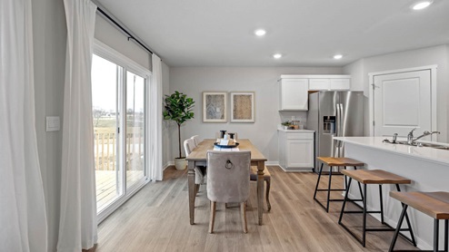 Open concept floor plan showing dining room and kitchen
