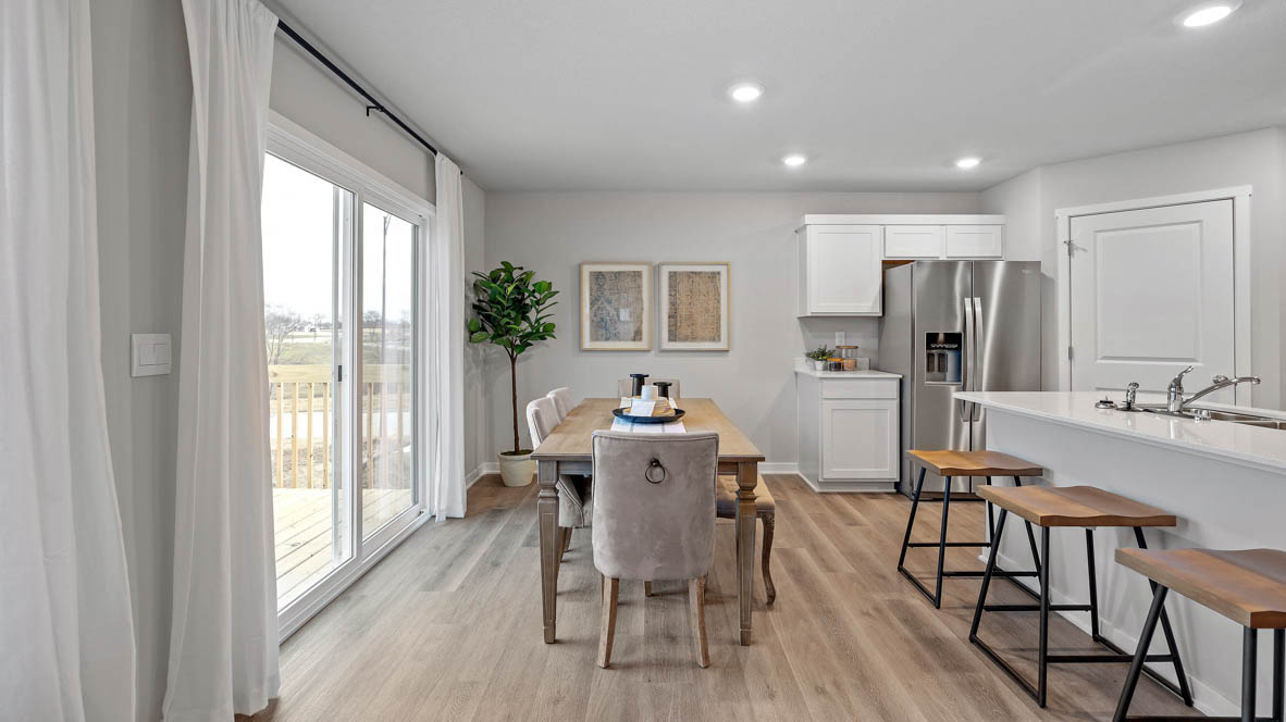 Open concept floor plan showing dining room and kitchen