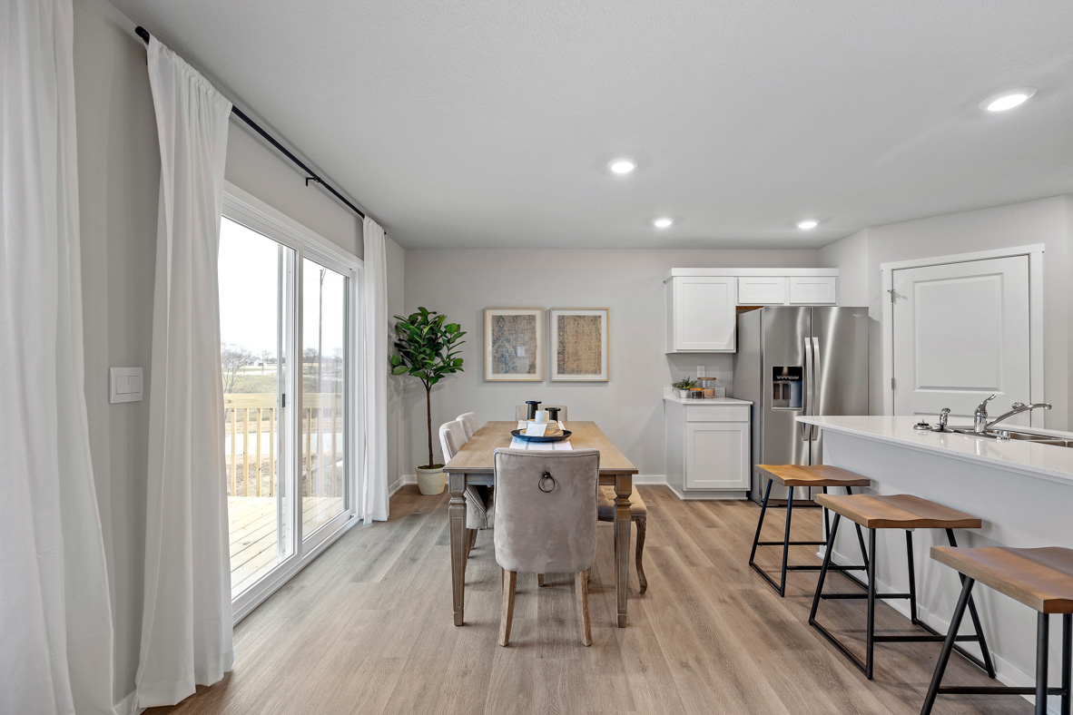 Open concept floor plan showing dining room and kitchen