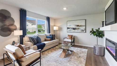 living room with large window