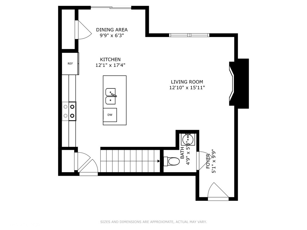 main level floor plan rendering