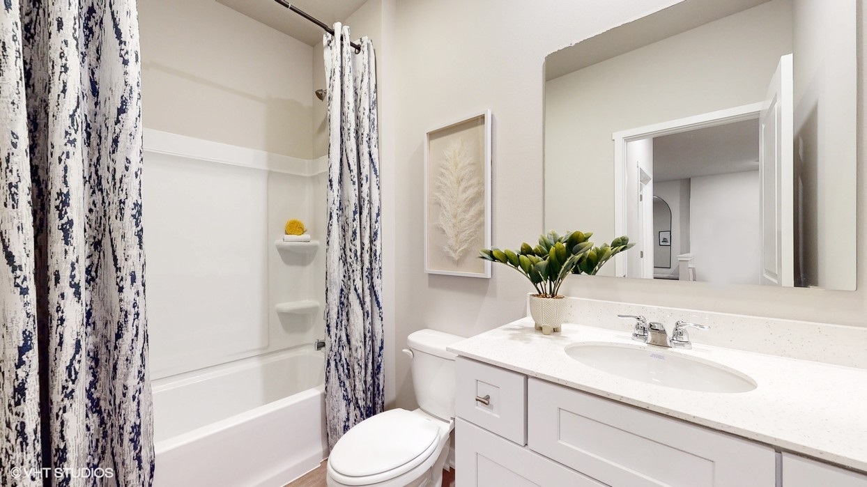 First bathrom with shower and bathtub