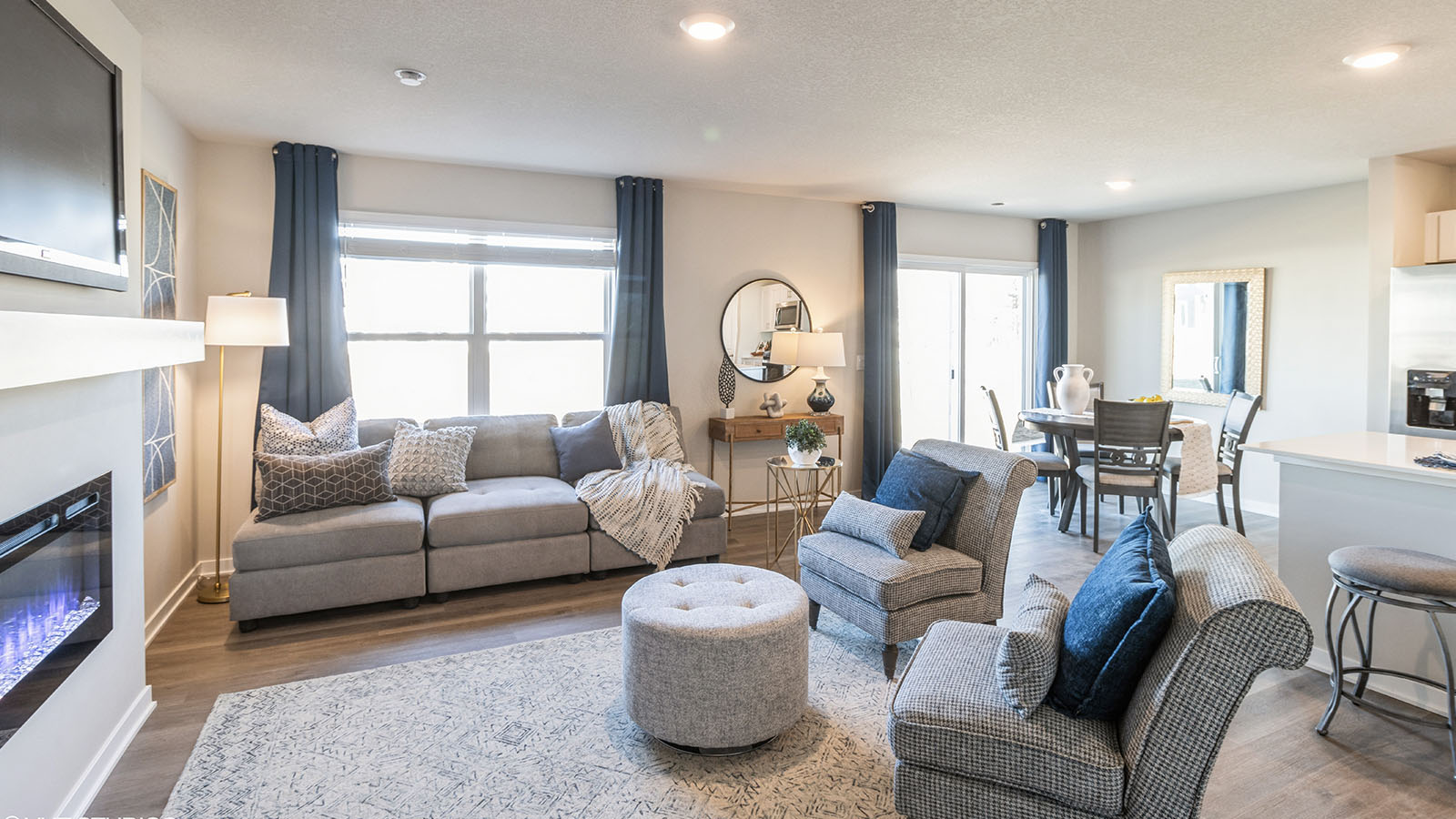 Open concept floor plan featuring living and kitchen.