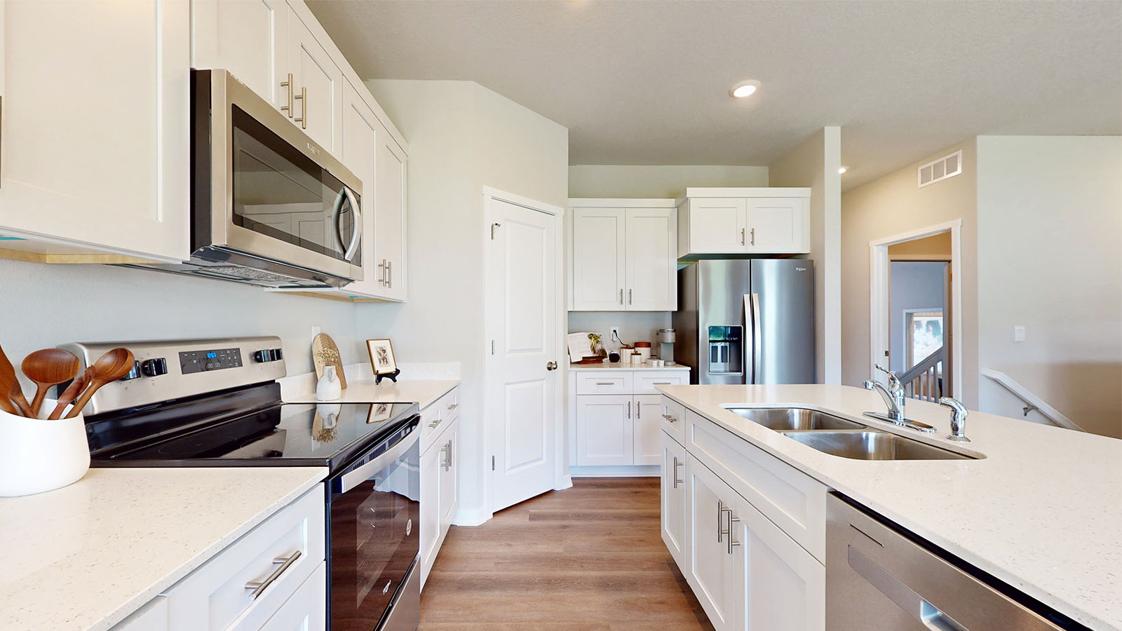 Modern kitchen with stainless-steel appliances