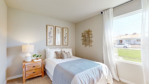 Bedroom with bright window
