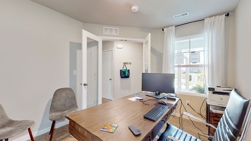 Bedroom staged as an office