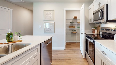 Modern kitchen with stainless-steel appliances