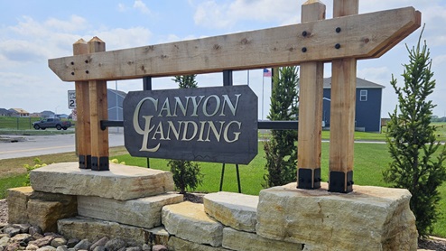 Monument sign at community
