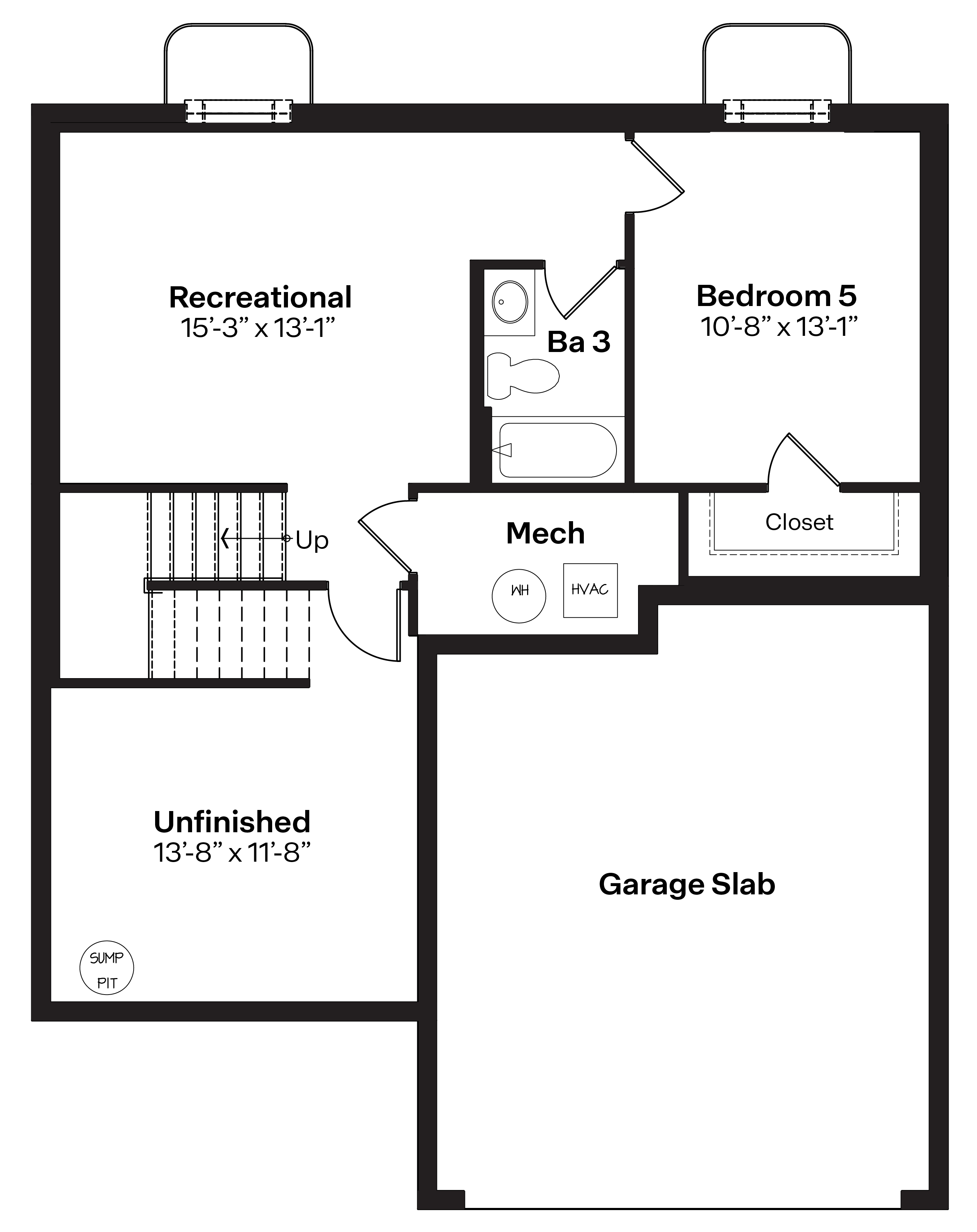 bellhaven finished basement floor plan rendering