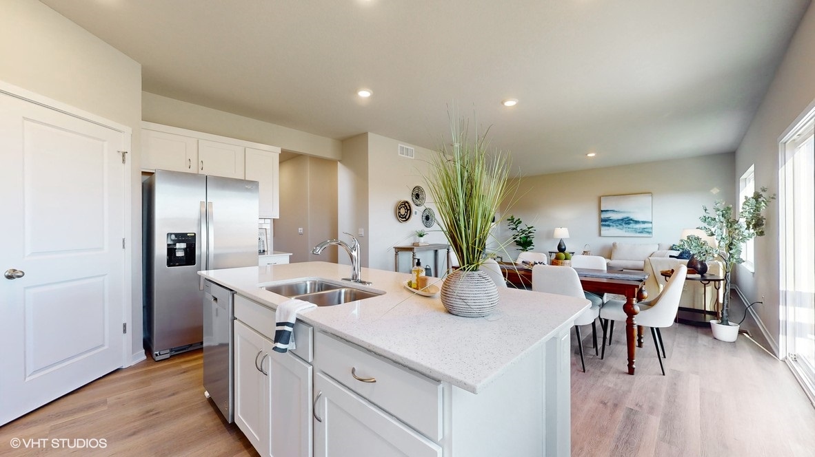 Kitchen island with stainless-steel dishwasher