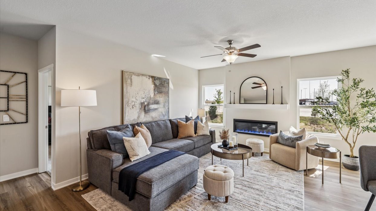 Open Concept Living Room With Electric fireplace