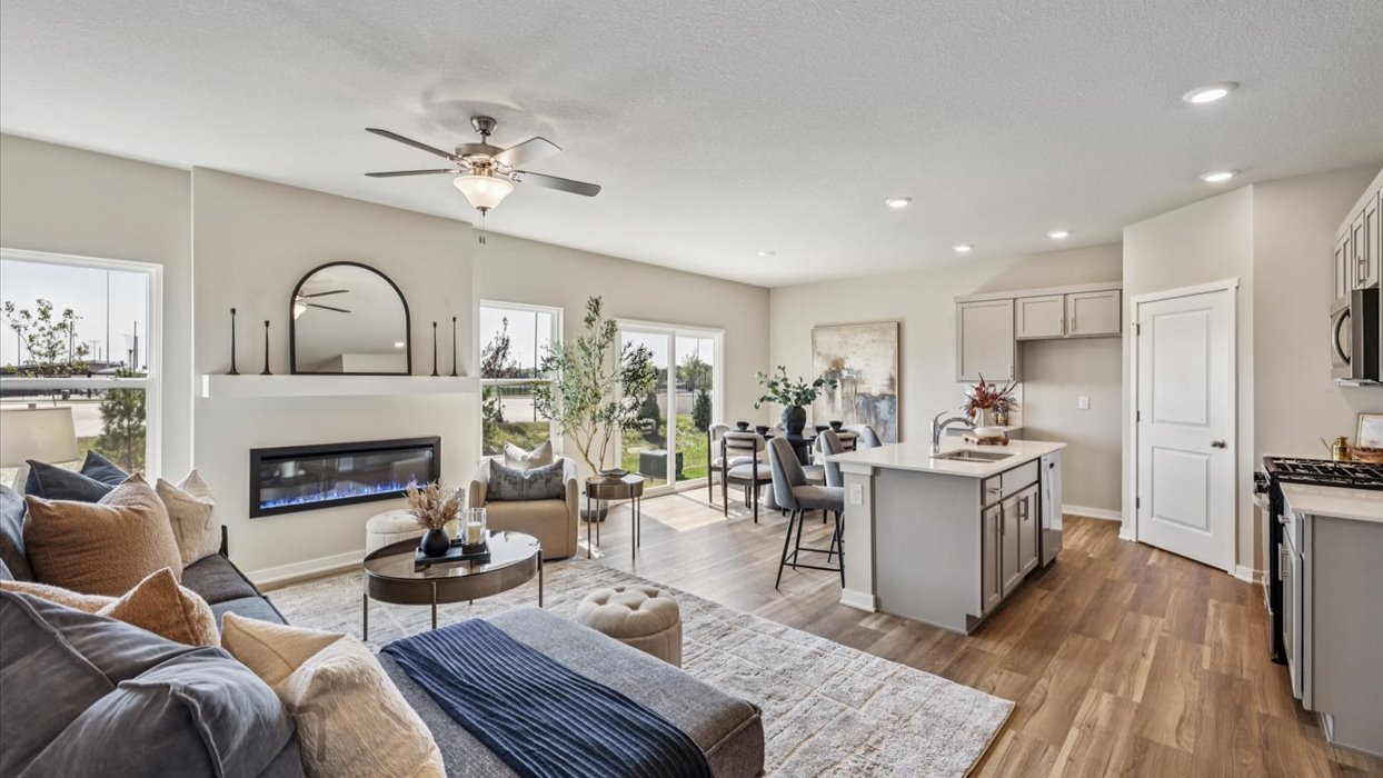 Open Concept Living Room With Electric fireplace