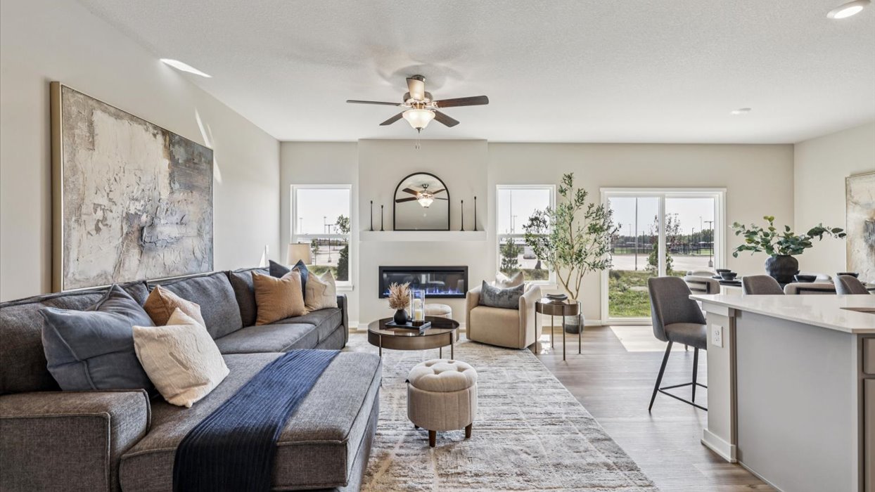Open Concept Living Room With Electric fireplace