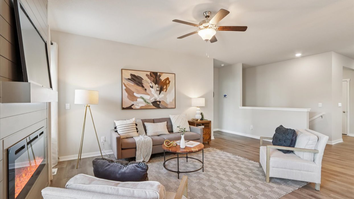Open Concept Living Room With Electric fireplace