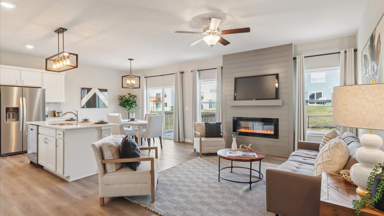 Open Concept Living Room With Electric fireplace