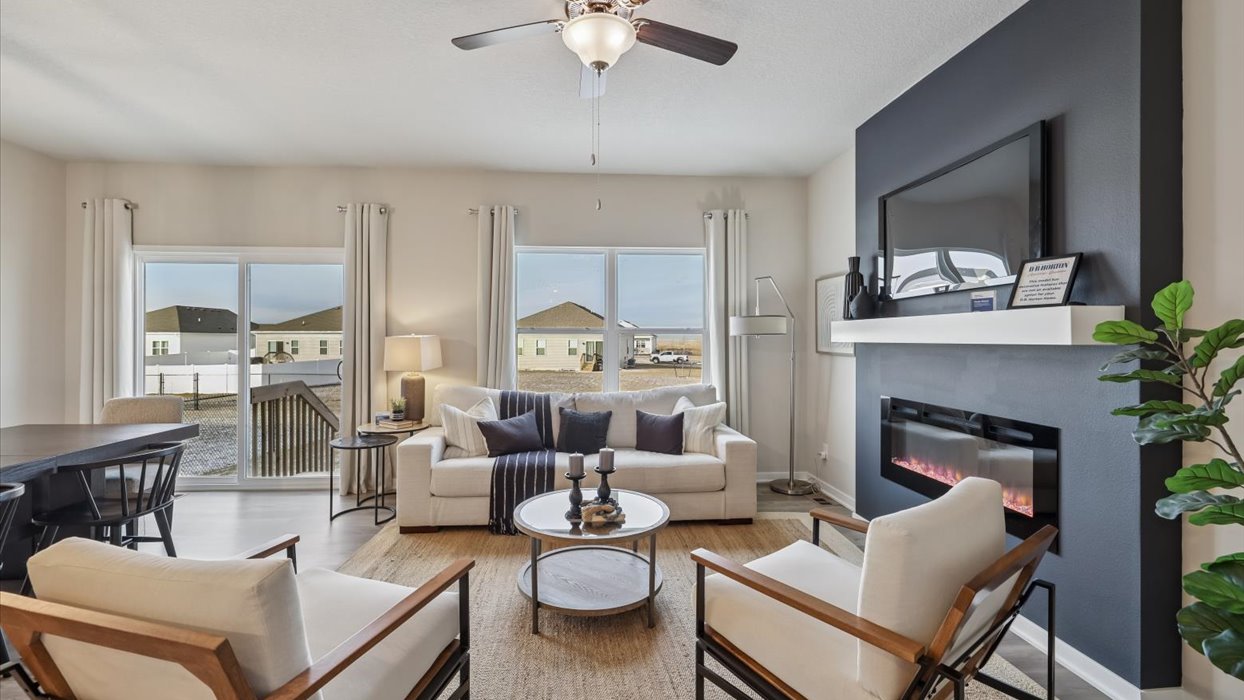 Open Concept Living Room With Electric fireplace