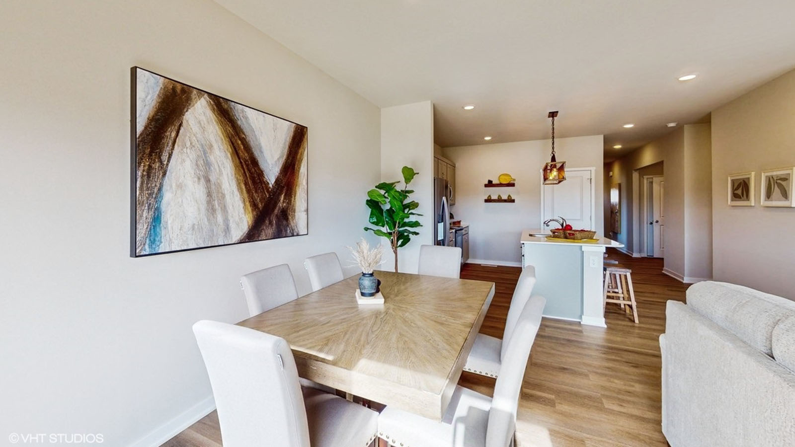 Roland dining room looking into the kitchen