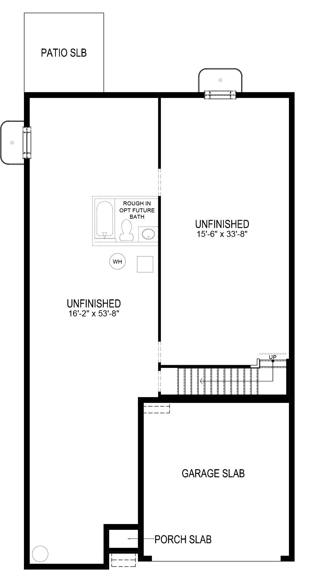 Floorplan image of the Roland plan's optional unfinished basement.
