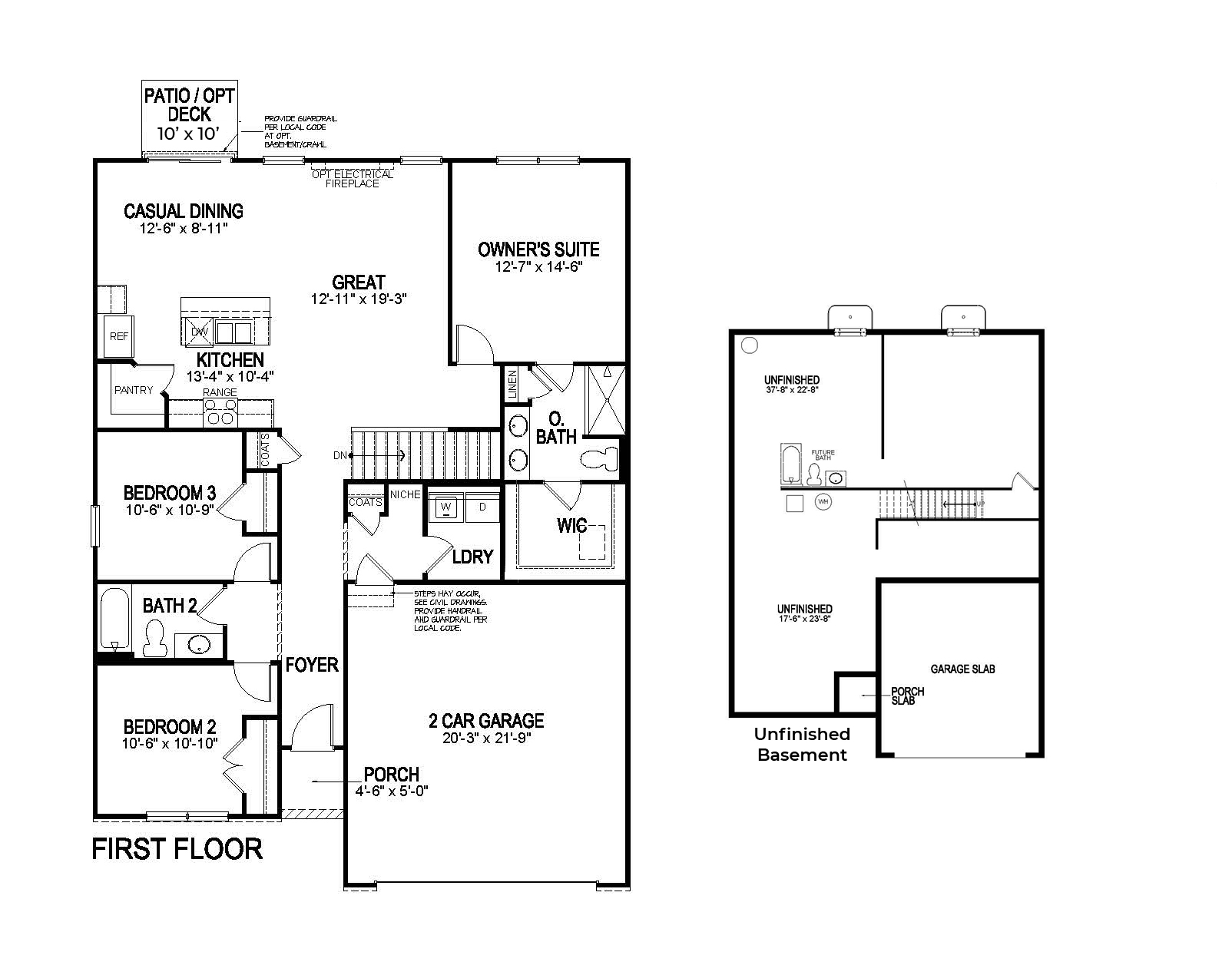 Main floor of the Hamilton floorplan