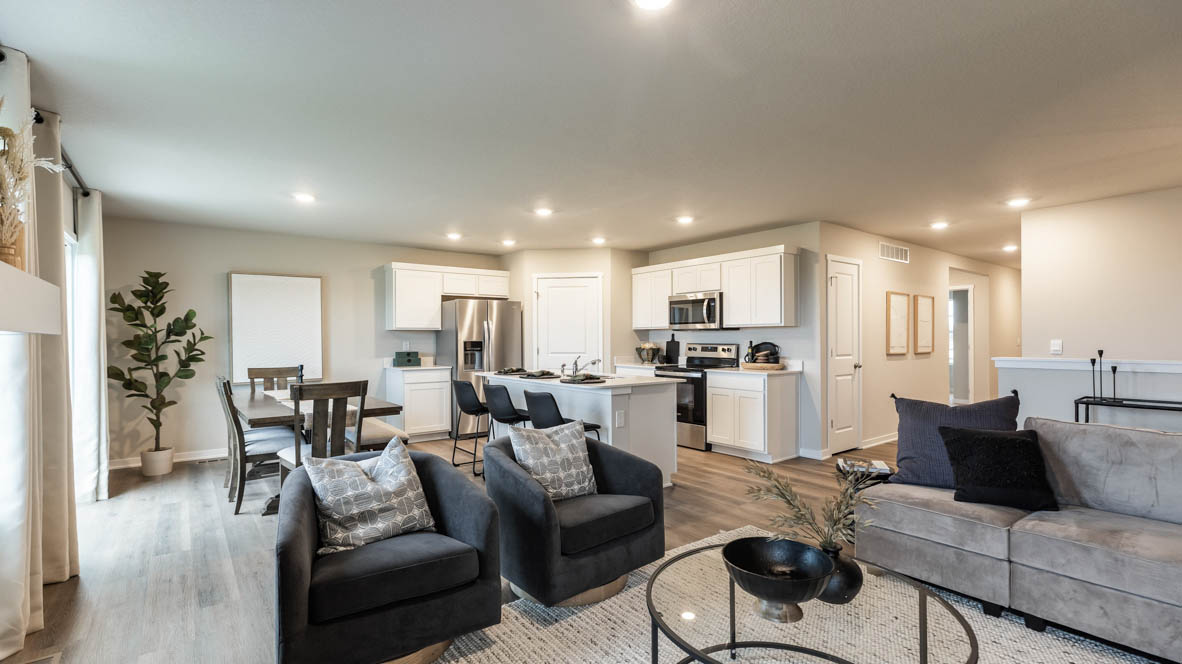 Open Concept Living Room With Electric fireplace