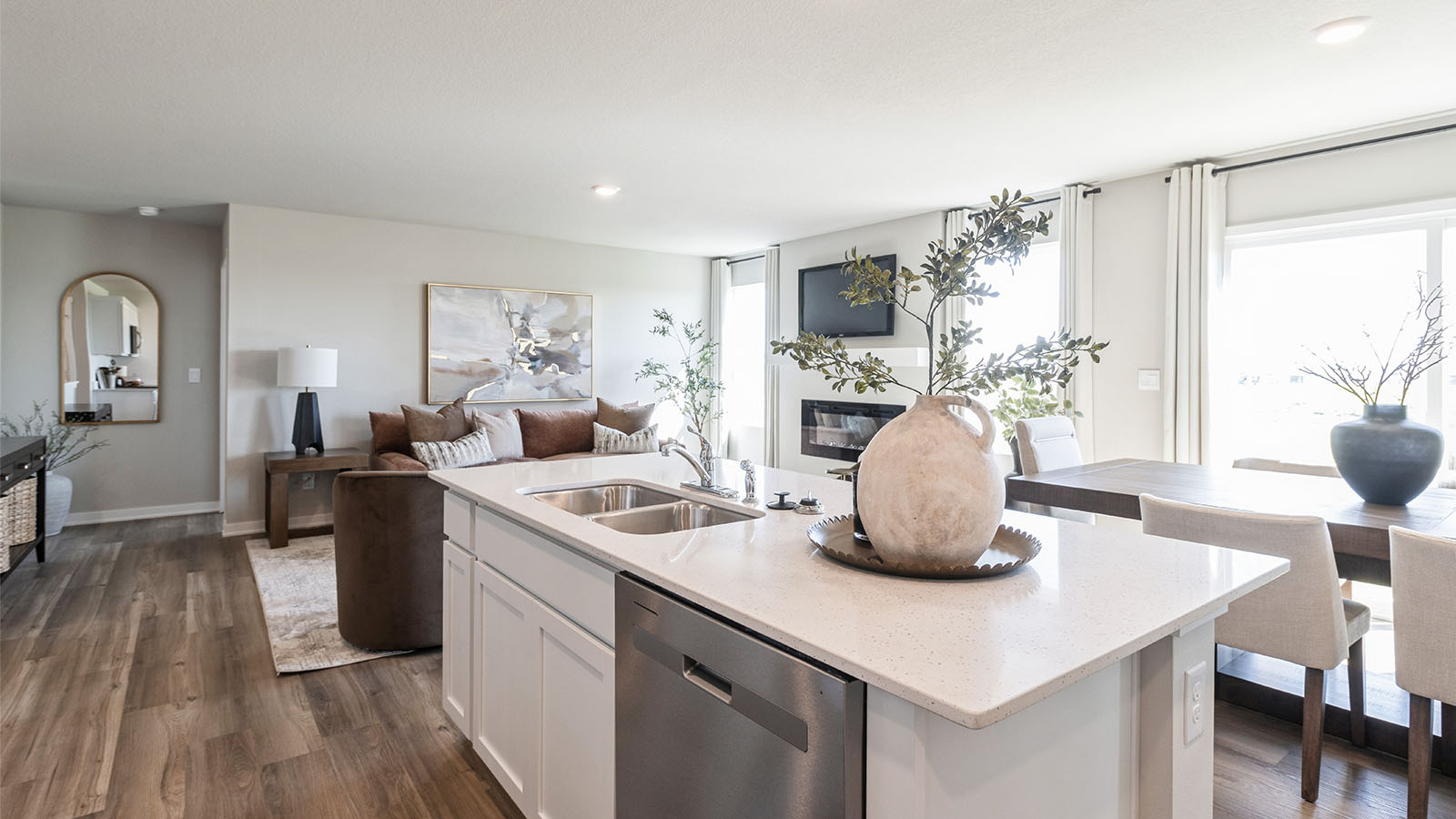 Kitchen with white cabinetry and quartz countertop