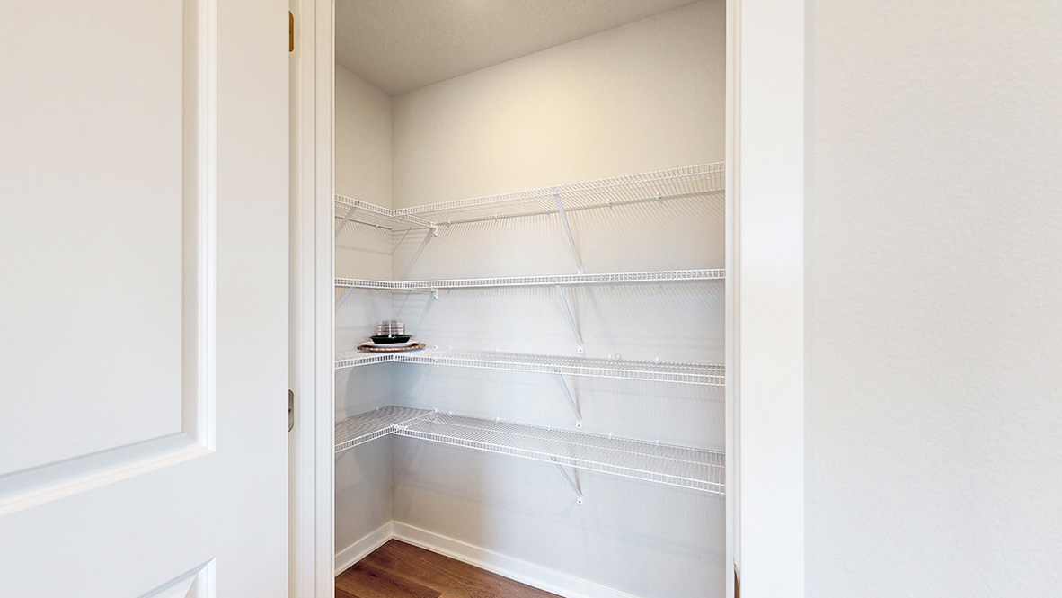 Large walk in pantry next to kitchen.