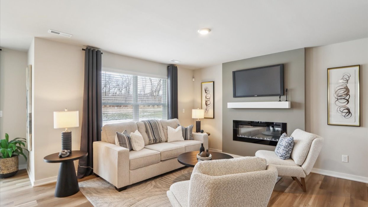 Open Concept Living Room With Electric fireplace