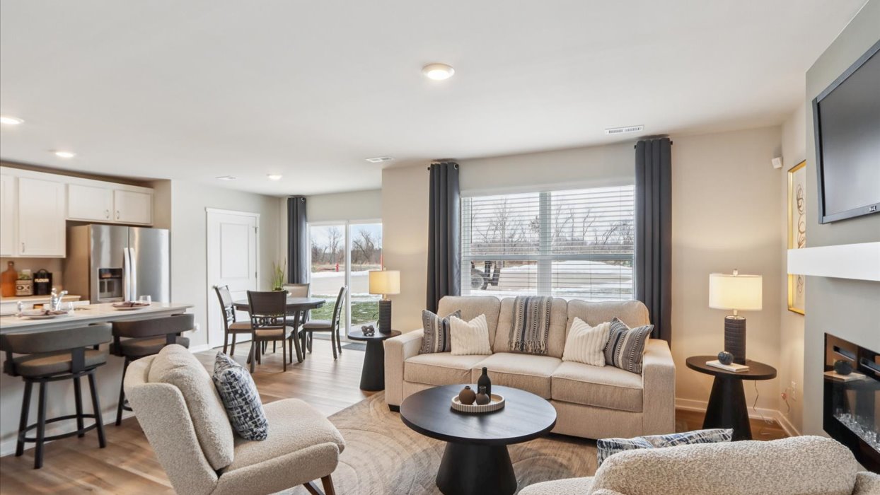 Open Concept Living Room With Electric fireplace