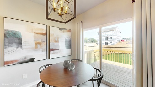 Dining area with sliding glass doors