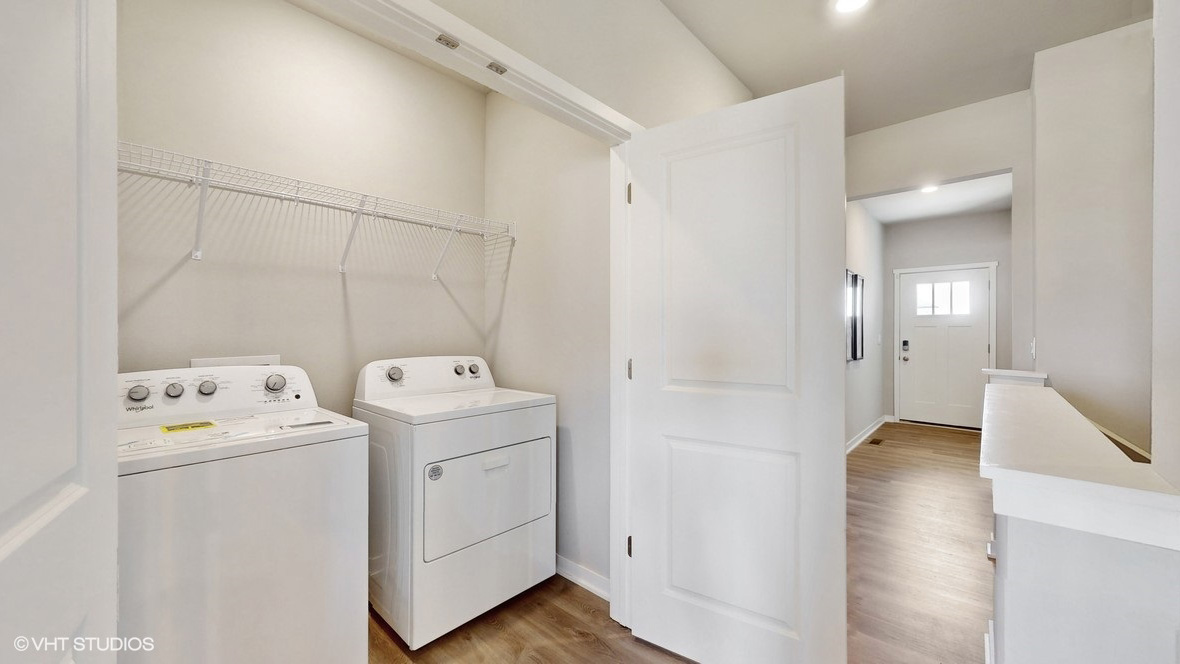 Laundry closet with washer and dryer