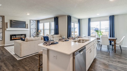 Overview of kitchen and living room